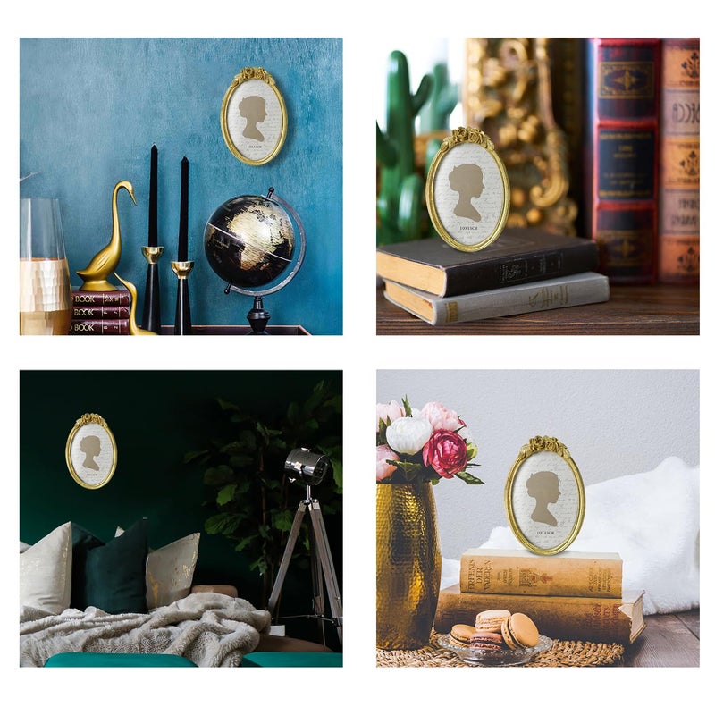 Sunlit Vintage Picture Frame 4x6 Inch, Oval Antique Photo Frames with Glass Front, Luxury Photo Display, Tabletop Wall Hanging, Gift Ideas, Golden Rose - Image 4
